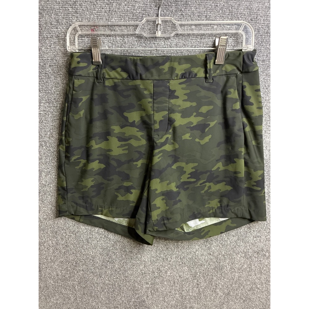 Spanx Womens Camo Print Stretch Shorts Green Camouflage Size Small 4 Inch Inseam